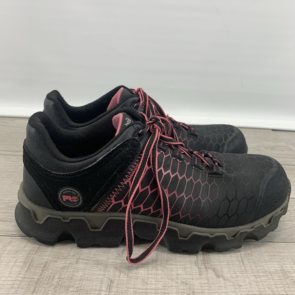 Timberland‎ PRO Women's Powertrain Alloy-Toe Work Shoes A1RTM Black/Pink 8.5W